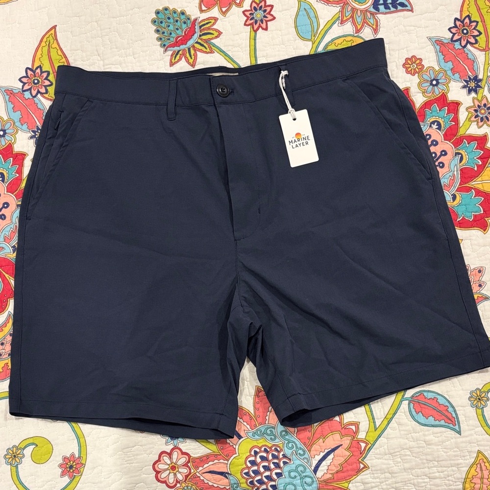 Marine Layer Dark Blue 36w Men's Hybrid  Shorts 7 in NEW WITH TAGS